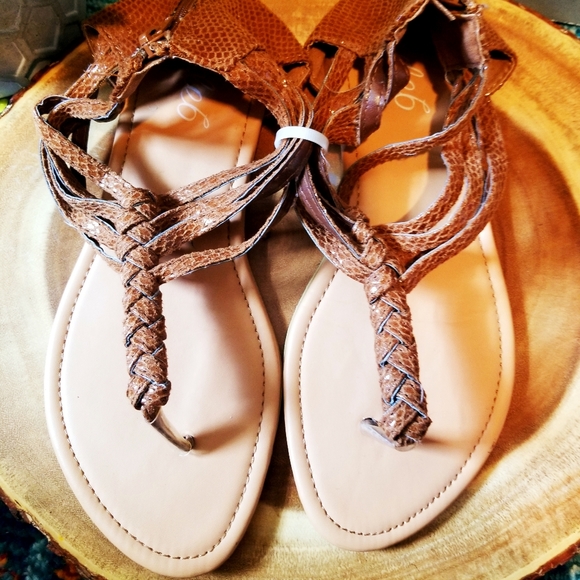 DEB Boho Snake Skin Gladiator thong sandal size 8 - Picture 2 of 5